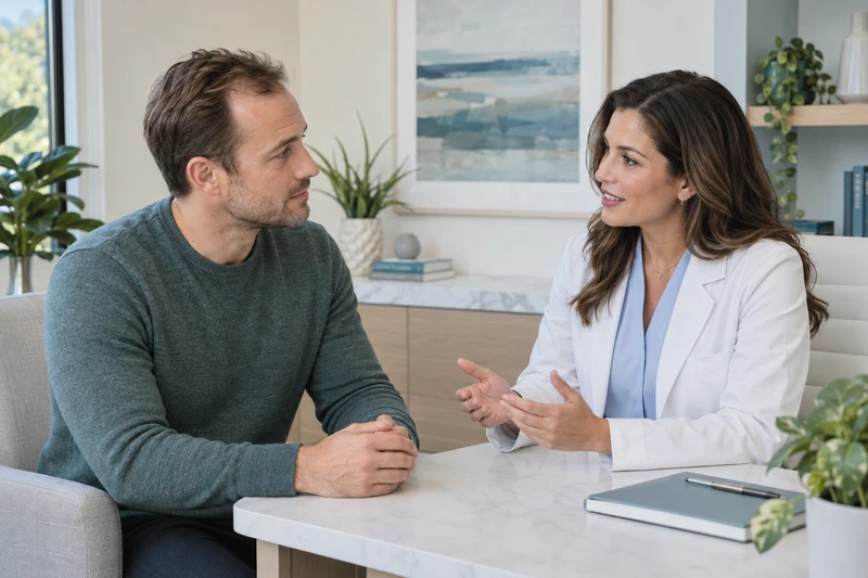 Illustrative conversation between a patient with thinning hair and a healthcare professional
