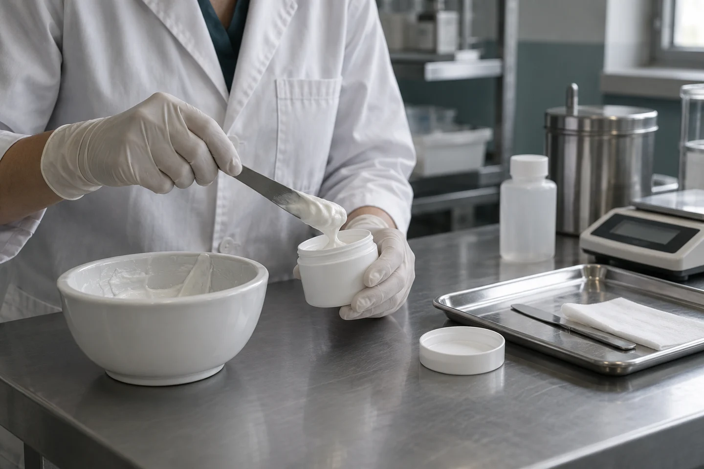 Pharmacist preparing and documenting compounded dosage forms