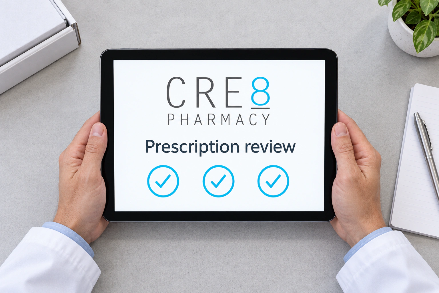 Pharmacist reviewing a prescription