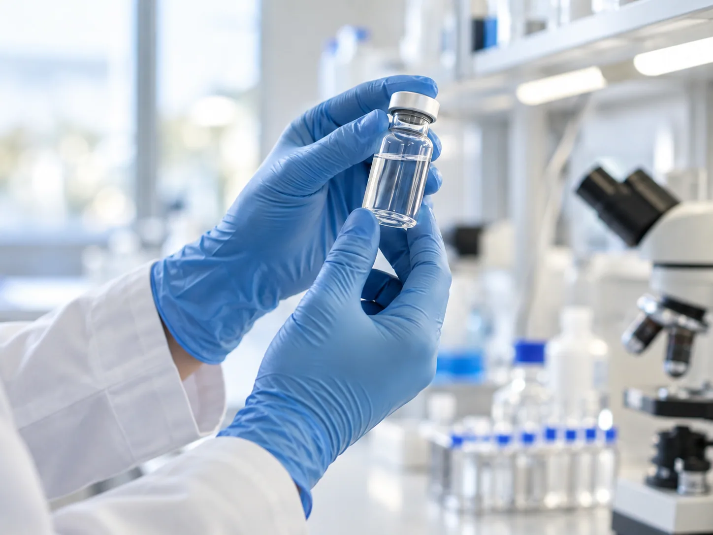 Pharmacist examining a preparation